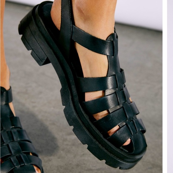 Free People new Delaney Fisherman Platform Sandals. Black Sz 38 - Picture 3 of 11